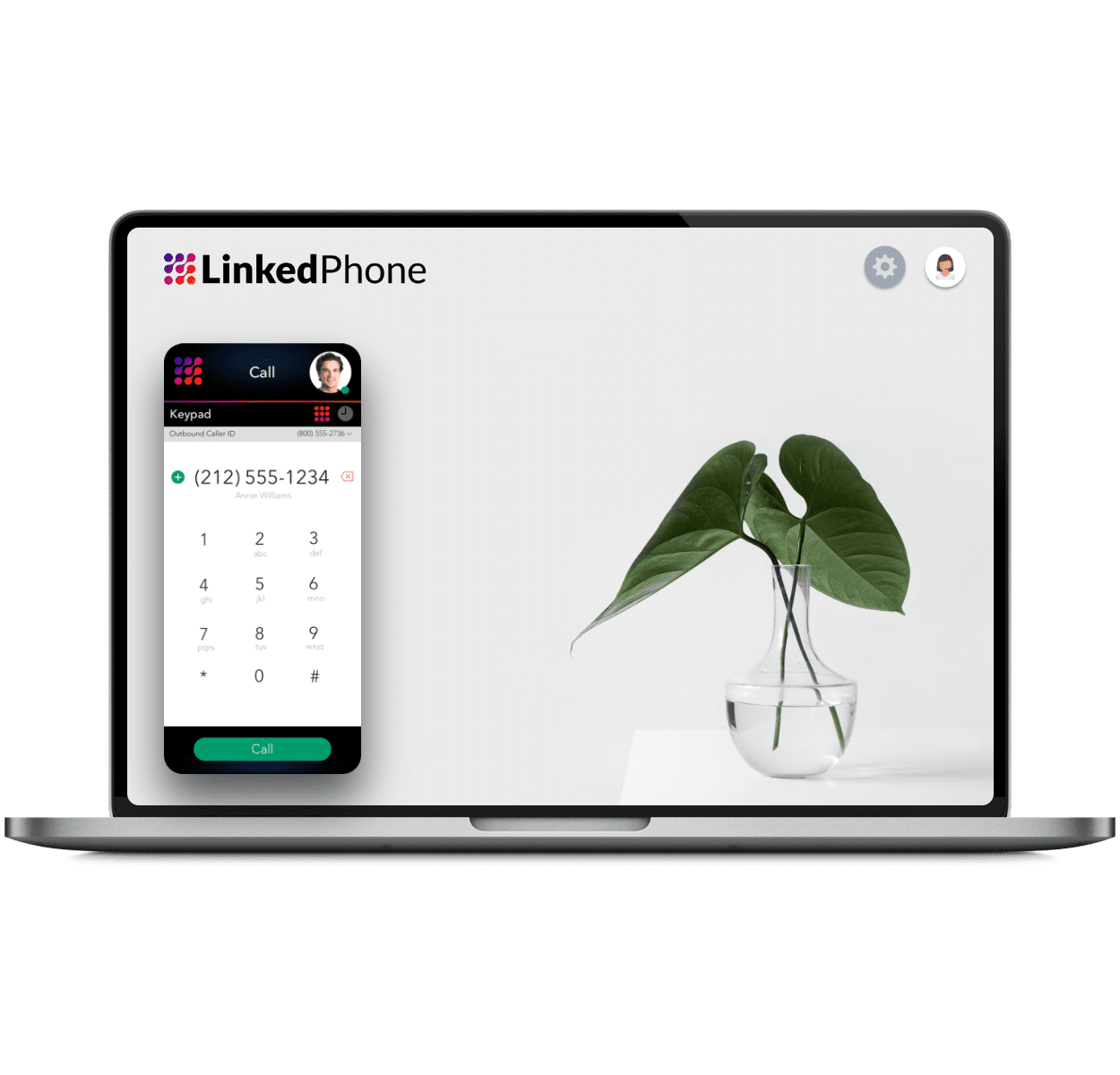Laptop Computer using Dialpad On The Web via Browser - LinkedPhone Virtual Phone System for Business